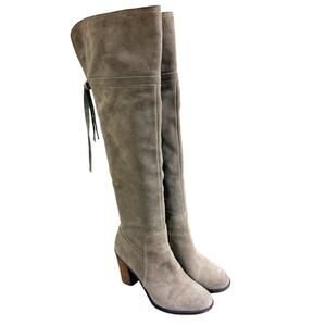 Franco Sarto Tan Suede Over the Knee Boots Women's Size 10 EUC Almond Toe